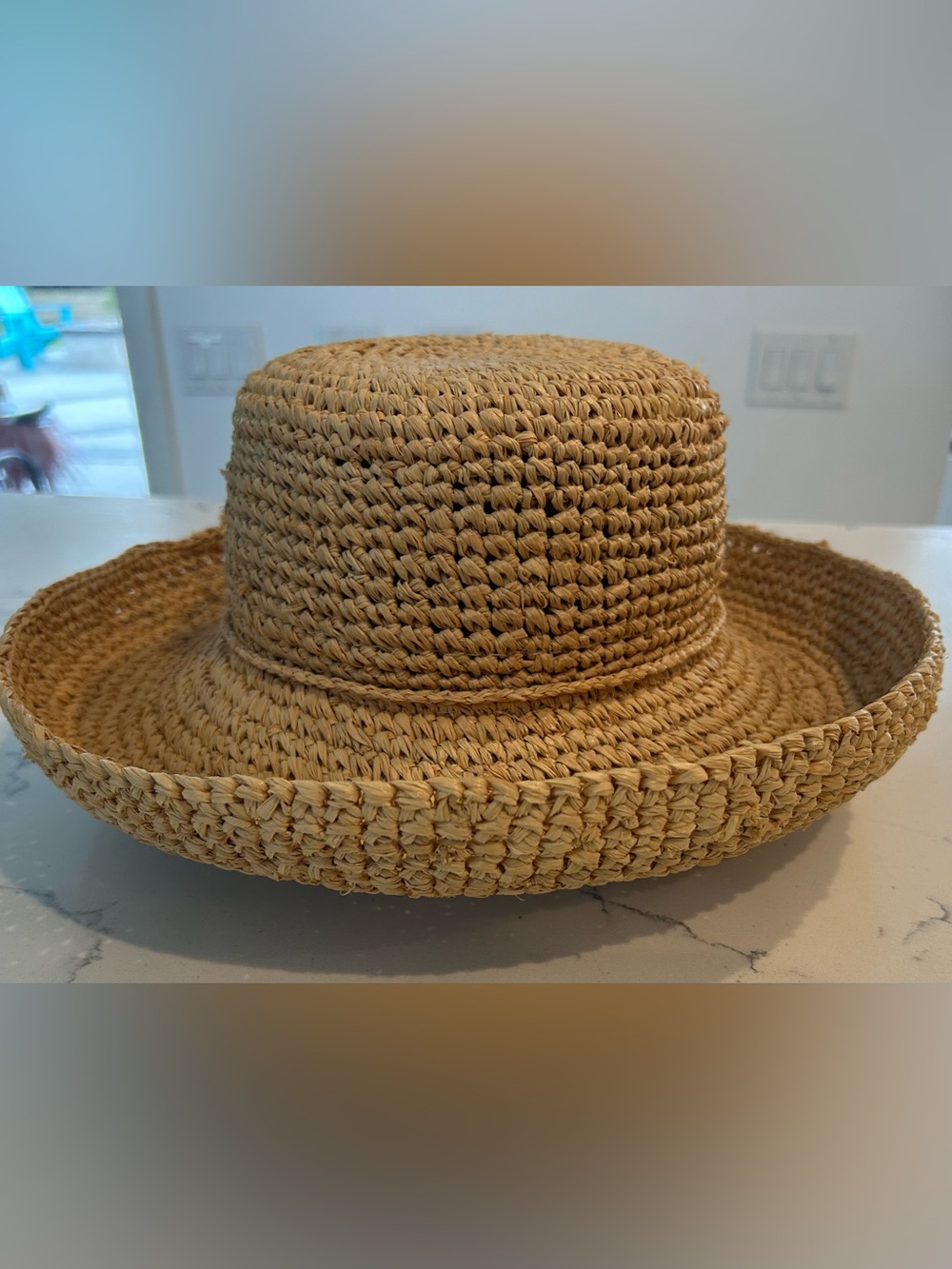CORROBOREE AUSTRALIA Woven Raffia Wide Brim Floppy Bucket Sun Hat Packable Boho